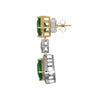 LARGE 11.99CT DIAMOND & AAA EMERALD 18KT 2 TONE GOLD 3D CUSHION & ROUND EARRINGS