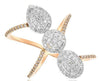 LARGE 1.05CT DIAMOND 18KT 2 TONE GOLD MULTI SHAPE CLUSTER PAVE CRISS CROSS RING