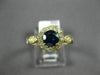 ESTATE 1.07CT DIAMOND & AAA SAPPHIRE 14K YELLOW GOLD FLOWER LEAF ENGAGEMENT RING