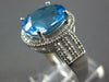LARGE 6.35CT DIAMOND & AAA BLUE TOPAZ 14K WHITE GOLD OVAL & ROUND FUN RING 27023
