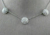 ESTATE 1.95CT DIAMOND 14KT WHITE GOLD FLOWER CLUSTER BY THE YARD NECKLACE #21596