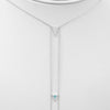 ESTATE .20CT DIAMOND & AAA TURQUOISE 14K WHITE GOLD TRILLION LARIAT FUN NECKLACE