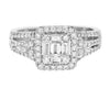 ESTATE 1.23CT DIAMOND 18KT WHITE GOLD 3D ROUND & BAGUETTE INVISIBLE SQUARE RING