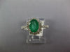 1.41CT DIAMOND & AAA EMERALD 14KT WHITE GOLD OVAL & ROUND FLOWER ENGAGEMENT RING