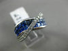 ESTATE WIDE 3.02CT DIAMOND & OMBRE AAA SAPPHIRE 14K WHITE GOLD 3D MULTI ROW RING