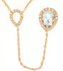 .85CT DIAMOND & AAA AQUAMARINE 14KT ROSE GOLD PEAR SHAPE & ROUND LARIAT NECKLACE
