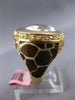 LARGE 8.90CT DIAMOND & AAA GREEN AMETHYST & ENAMEL 14KT YELLOW GOLD PANTHER RING