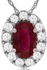 .32CT DIAMOND & AAA RUBY 14KT WHITE GOLD 3D OVAL & ROUND HALO FLOATING PENDANT