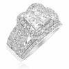 WIDE 2.80CT DIAMOND 18KT WHITE GOLD ROUND & PRINCESS 4 LEAF CLOVER FLOWER RING