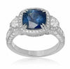 LARGE GIA CERTIFIED 5.21CT DIAMOND & AAA SAPPHIRE 18K WHITE GOLD ENGAGEMENT RING