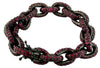 ESTATE LARGE 34.0CT AAA RUBY 925 SILVER 3D CLASSIC OVAL LINK LOVE BRACELET