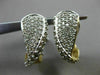 ESTATE .57CT DIAMOND 14KT WHITE & YELLOW GOLD 3D ELONGATED PAVE CLIP ON EARRINGS