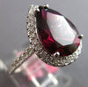 LARGE 6.01CT DIAMOND & AAA RHODOLITE 18KT WHITE GOLD PEAR SHAPE ENGAGEMENT RING