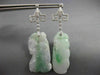ANTIQUE LARGE .26CT DIAMOND & AAA JADE 18KT WHITE GOLD 3D HAND ETCHED EARRINGS