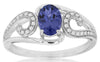 0.94CT DIAMOND & AAA TANZANITE 14KT WHITE GOLD 3D OVAL & ROUND ENGAGEMENT RING
