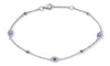 .44CT DIAMOND & AAA SAPPHIRE 14KT WHITE GOLD BY THE YARD EVIL EYE LUCKY BRACELET