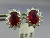 ESTATE 2.32CT DIAMOND & AAA RUBY 14K WHITE GOLD OVAL FLOWER STUD EARRINGS #25794