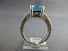 4.03CT DIAMOND & AAA BLUE TOPAZ 14KT WHITE GOLD CUSHION & ROUND ENGAGEMENT RING