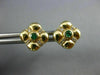 ESTATE .20CT DIAMOND & AAA EMERALD 14KT YELLOW GOLD FLOWER SQUARE STUD EARRINGS