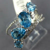 LARGE 2.8CT DIAMOND & AAA BLUE TOPAZ 14K WHITE GOLD MULTI SHAPE CRISS CROSS RING