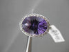 ESTATE LARGE 6.41CTW DIAMOND & AAA AMETHYST 14KT WHITE GOLD FILIGREE OVAL RING