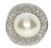 ESTATE EXTRA LARGE 1.92CT DIAMOND & AAA SOUTH SEA PEARL 18KT WHITE GOLD FUN RING