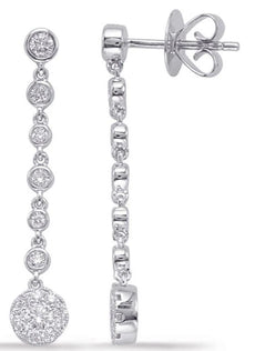 ESTATE .72CT DIAMOND 14KT WHITE GOLD FLOWER BY THE YARD JOURNEY HANGING EARRINGS