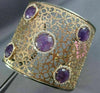 EXTRA LARGE 21.80CT DIAMOND & AAA AMETHYST 14K WHITE & ROSE GOLD BANGLE BRACELET