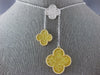 LARGE 2.55CT WHITE & FANCY YELLOW DIAMOND 18K 2 TONE GOLD 4 LEAF CLOVER NECKLACE