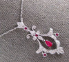 .77CT DIAMOND & AAA RUBY 18KT WHITE GOLD 3D FLOWER FILIGREE BY THE YARD NECKLACE