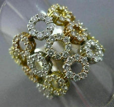 ESTATE LARGE 2.98CT DIAMOND 18KT TRI COLOR GOLD 3D OPEN CIRCLE FLEXIBLE FUN RING