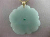 ESTATE EXTRA LARGE AAA JADE 14K YELLOW GOLD 3D HANDCRAFTED FLOWER PENDANT #26192
