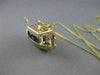 ESTATE ORANG ECORAL BLUE QUARTZ 14K YELLOW GOLD FILIGREE BOAT SHIP PENDANT 20840