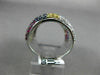 LARGE 3.0CT WHITE & FANCY YELLOW DIAMOND AAA SAPPHIRE & RUBY 18K WHITE GOLD RING
