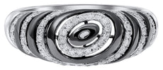 ESTATE .29CT DIAMOND 14KT WHITE & BLACK GOLD 3D MULTI OVAL DOME SHAPE FUN RING