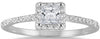 .49CT DIAMOND 14K WHITE GOLD 3D PRINCESS & ROUND SQUARE HALO ENGAGEMENT RING