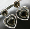 4.35CT DIAMOND & AAA SMOKEY TOPAZ 14KT WHITE GOLD TRIPLE HEART HANGING EARRINGS