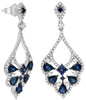 3.01CT DIAMOND & AAA SAPPHIRE 14KT WHITE GOLD 3D ROUND & PEAR SHAPE FUN EARRINGS