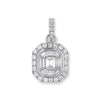 .62CT DIAMOND 14KT WHITE GOLD ROUND BAGUETTE & EMERALD CUT HALO FLOATING PENDANT