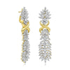 LARGE 7.12CT DIAMOND 18K 2 TONE GOLD LEAF MULTI LEAF LEVERBACK HANGING EARRINGS