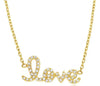 ESTATE .22CT DIAMOND 18KT YELLOW GOLD 3D ROUND CLASSIC SCRIPT LOVE NECKLACE