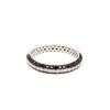 .60CT WHITE & BLACK DIAMOND 18KT WHITE GOLD CLASSIC 3 ROW PAVE ANNIVERSARY RING