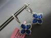 ESTATE LARGE 4.16CT DIAMOND & AAA SAPPHIRE 14K WHITE GOLD OVAL & ROUND HANGING EARRINGS