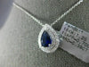 ESTATE 1.0CT DIAMOND & AAA SAPPHIRE 18KT WHITE GOLD TEAR DROP PEAR SHAPE PENDANT