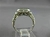 ANTIQUE WIDE GREEN AGATE 14K WHITE GOLD CLASSIC OPEN FILIGREE OCTAGON RING 26427