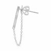 ESTATE 0.08CT DIAMOND 14KT WHITE GOLD 3D CLASSIC BAR CHAIN FUN HANGING EARRINGS