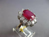 LARGE 7.76CT DIAMOND & AAA RUBY 14K WHITE GOLD OVAL FLOWER ENGAGEMENT RING 27466