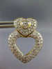 ESTATE LARGE 3.50CT DIAMOND 18K 2 TONE GOLD HEART SHAPE CLIP ON HANGING EARRINGS