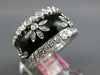 WIDE 1.44CT DIAMOND & BLACK ENAMEL 18K WHITE GOLD MULTI FLOWER ETERNITY FUN RING