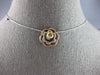 ESTATE .60CT DIAMOND 14KT TRI COLOR GOLD FLOWER BY THE YARD FUN FLOATING PENDANT